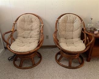 Matching set of cane swivel chairs