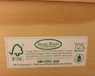 Label from back of Oak Hall Bench