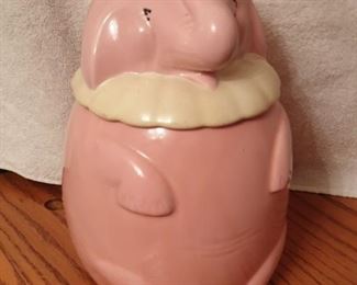 Vintage Cookie Jar - elephant with ruffled collar