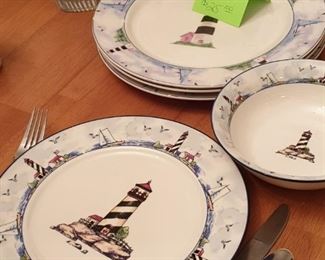 Set of Nautical lighthouse themed service.