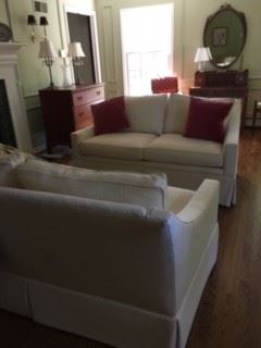 Pr. White Loveseats from Byford and Mills