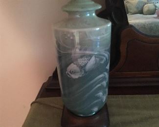 Studio pottery signed lamp