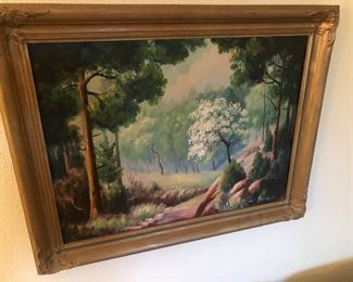 Antique framed oil