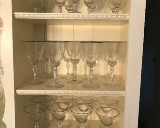 1958 Fostoria stemware "Engagement pattern" with silver rim