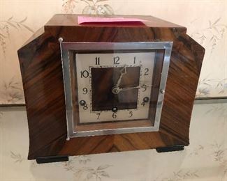 Antique walnut mantle clock