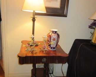 one of many mah side tables w/misc lamps