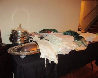 linens and silver plate