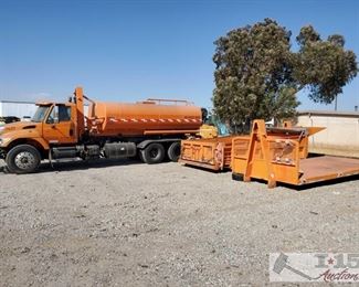 118: 2003 International 7500 HT530 w/ water tank, dump bed and flat bed
Roll-off bed, has water tank, flat bed and dumpster bed.

Year: 2003
Make: International
Model: 7500
Vehicle Type: Truck
Mileage: 
Plate: 
Body Type:
Trim Level:
Drive Line: 6x4
Engine Type: L6, 8.7L (530 CID)
Fuel Type: Diesel
Horsepower:
Transmission:
VIN #: 1HTWPADT63J065985

DMV fees: Commercial truck $816 and $70 doc fees 