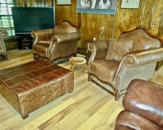 Leather Chairs, Ottoman