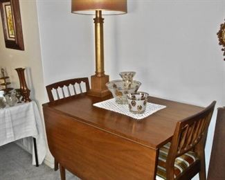 Danish Modern Drop Leaf Table, 4 Chairs & 2 Leaves