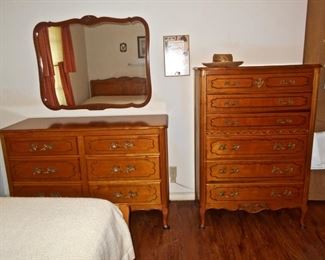 Vintage Dresser, Mirror & Chest