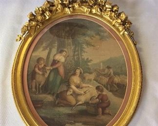 Painting with Gilt Frame, 15 1/2" H.