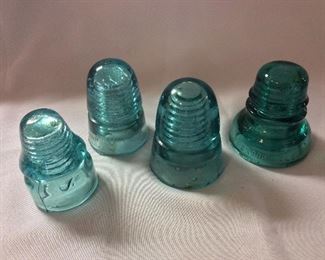 Insulators from New York State, 4 1/4" tallest. 