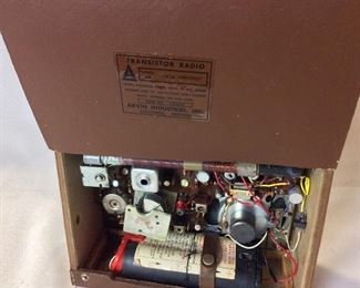 Arvin Industries AM Transistor Radio, 8 Transistors, Model 61R58 Chestnut, Top Grain Cowhide Case.