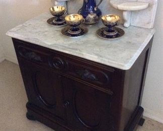 Antique Victorian Dressing Table with Marble Top, 30" W x 46" H x 17" D. Circa: 1880.