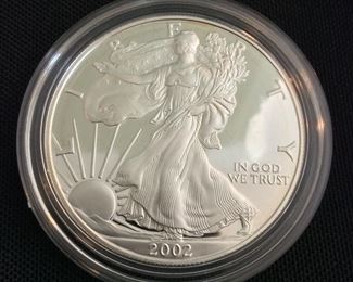 2002 American Eagle One Ounce Silver Proof Coin.