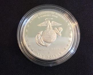 2005 Marine Corps 230th Anniversary Proof Silver Dollar. 