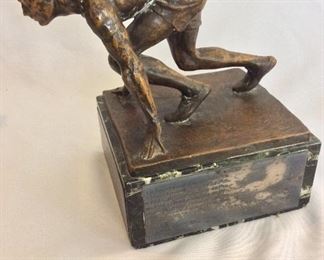 Vintage Bronze on Marble Base Track and Field Trophy (11" H, 28 pounds). Baltimore, Maryland. "The Sun and The Evening TimesTrophy Maryland Olympic Games Awarded Annually to County Scoring Most Points". The Name Plate List Winners from 1931 to 1936. 
