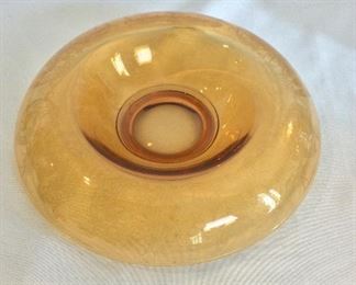 Vintage Amber Depression Glass Inverted Serving Bowl, 11" diameter. 