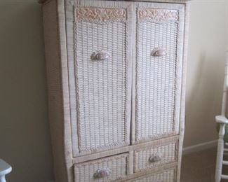 WICKER ARMOIRE