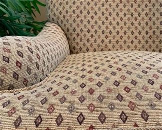 Upholstered Armchairs with Ottoman, Pair