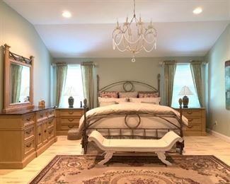 Acorn Top Wrought Iron KING Bed, Stanley Three Piece Bedroom Set