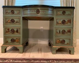 Vintage Hand Painted Chinoiserie Bedroom Set with Marble Top, Signed R. Welch
