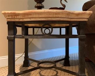 Wrought Iron Base End Table
