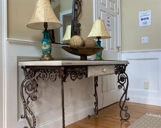 Door Top Iron Base Console Table with Mirror