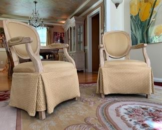 Quilted Oval Back Accent Chairs with Skirt