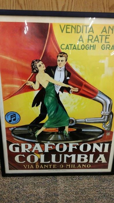tbs vintage Italian Grafofoni Columbia poster