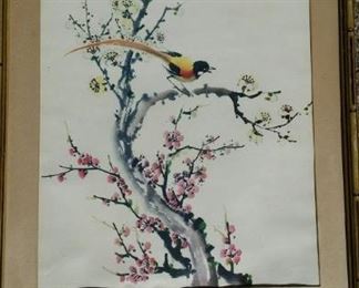 tbs bamboo framed cherry blossom and yellow bird