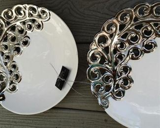 tbs Italian silver scroll decorative plates