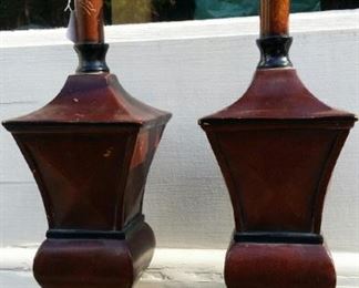 tbs pair vintage wood lamps