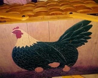 tbs rooster topped handled basket