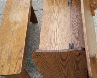 tbs 3 piece set oak bench and tablebench