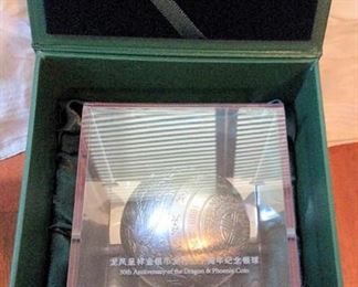 KFC003 Globe .999 Fine Silver 1000 Grams 30th Anniversary of the Dragon with COA