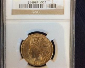 KFC025 US Mint 1926 $10 Gold Coin, Indian, NGC MS63