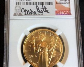 KFC029 US Mint Liberty Gold $100 High Relief Coin , NGC MS70.