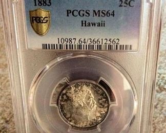 KFC035  1883 Hawaii Quarter, PCGS MS64
