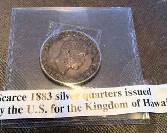 KFC036 Rare Hawaii 1883 Quarter Coin