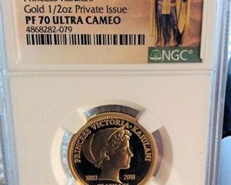 KFC039 Gold 2018 1/2 oz  Princess Kaiulani Coin, NGC PF70 