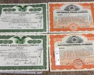 KFC056 Lot of Four Vintage Stock Certificates