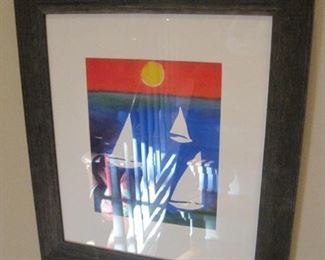 Framed watercolor by Michael Lawrence.