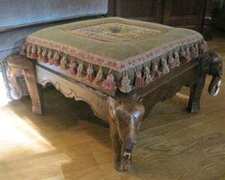 Footstool with Elephant Details.