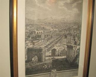 A pair of etchings of scenic Rome.