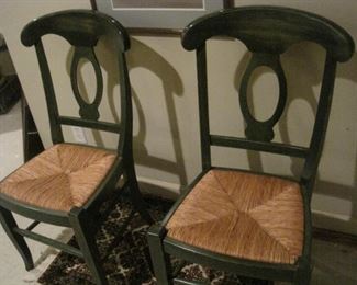 Set of 4 Rush Seat Chairs.