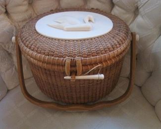 Signed Swan Basket.