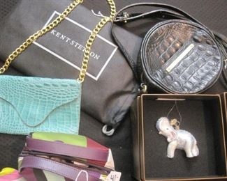 Jay Strongwater ornaments. Emilio Pucci and other handbag/purses.