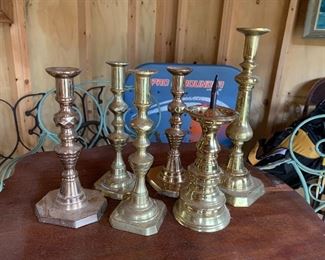 Virginia Metal Crafter's heavy brass candlesticks...